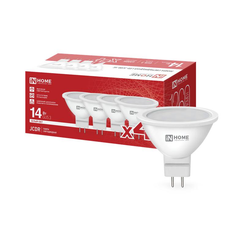 лампа светодиодная led-jcdr-vc 4pack 14вт 4000к gu5.3 1260лм 230в (уп.4шт) in home 4690612063157 от BTSprom.by