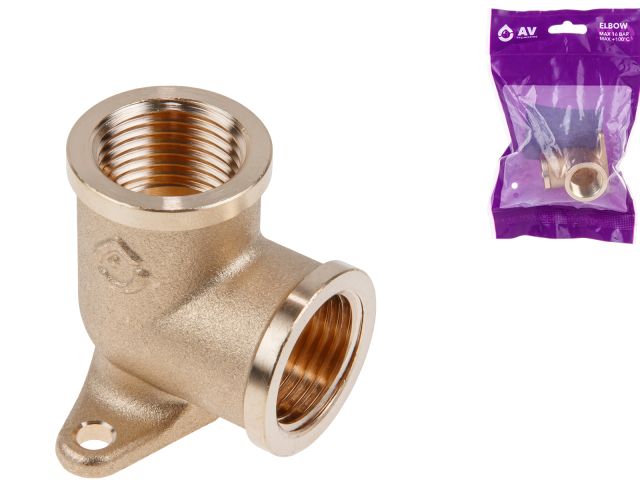 колено 1/2" вн.-вн. с креплением, av engineering (инд. упак.) (латунь, макс.  16 бар, макс.  110 °с) ave307008 от BTSprom.by