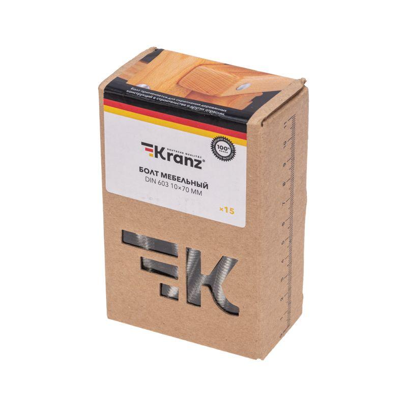  Болт мебельный 10х70 DIN 603 (уп.15шт) Kranz KR-01-3511-037 фото в каталоге от BTSprom.by