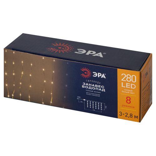  Гирлянда светодиодная ENIN-300WL "Занавес водопад" 3х2.8м 280LED IP20 тепл. бел. Эра Б0060418 фото в каталоге от BTSprom.by