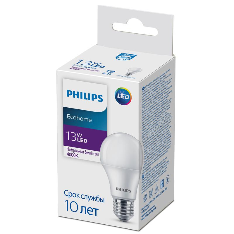 лампа светодиодная ecohome led bulb 13вт 1250лм e27 840 rca philips 929002299717 от BTSprom.by