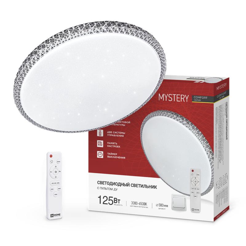 светильник светодиодный comfort mystery 125вт 3000-6500к 10000лм 230в 500х80мм с пультом ду in home 4690612059525 от BTSprom.by