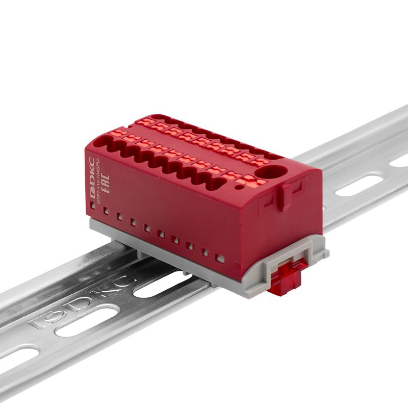  Блок распределительный зажим push-in 1 ввод 6кв.мм 18 точек подключения 2.5кв.мм красн. DKC DTP1-118-104SPUR фото в каталоге от BTSprom.by