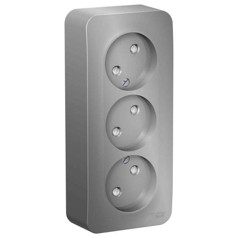 розетка 3-м оп blanca 16а ip20 250в без заземл. защ. шторки с изолир. пластиной алюм. se blnra001313 от BTSprom.by