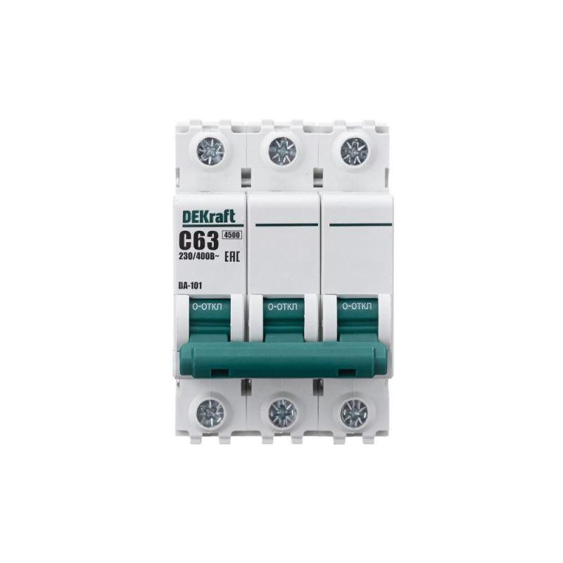  Выключатель автоматический модульный 3п C 63А 4.5кА ВА-101 DEKraft 11084DEK фото в каталоге от BTSprom.by