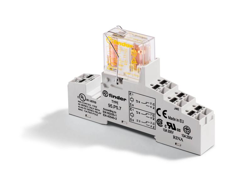 модуль интерфейсный (сборка 50.12.9.024.5000 + 95.p5sma) электромеханич. реле безопасности 2co 8а agni+au 24в dc ip20 клеммы push-in металлич. клипса finder 48p290245007sma от BTSprom.by
