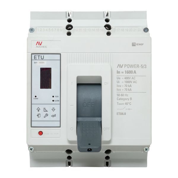  Выключатель автоматический 1600А 70кА AV POWER-5/3 ETU6.0 AVERES EKF mccb-53-1600M-6.0-av фото в каталоге от BTSprom.by
