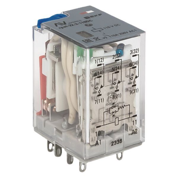  Реле промежуточное с кнопкой и мех. индикацией RPAt 22/3 10A 110В DC AVERES EKF rpat-22-3-110DC фото в каталоге от BTSprom.by