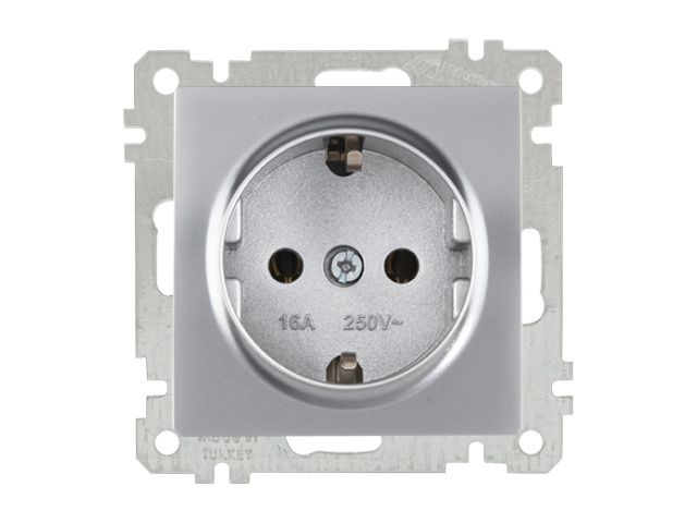 розетка 1-ая (скрытая, с/з) серебро, elitra, mutlusan (16 a, 250 v, ip 20) 2270 600 0292 от BTSprom.by