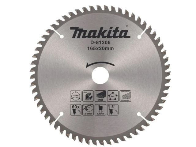 диск универсальный 165х2.2х20, 60t makita (твердоспл. зуб) d-81206 от BTSprom.by