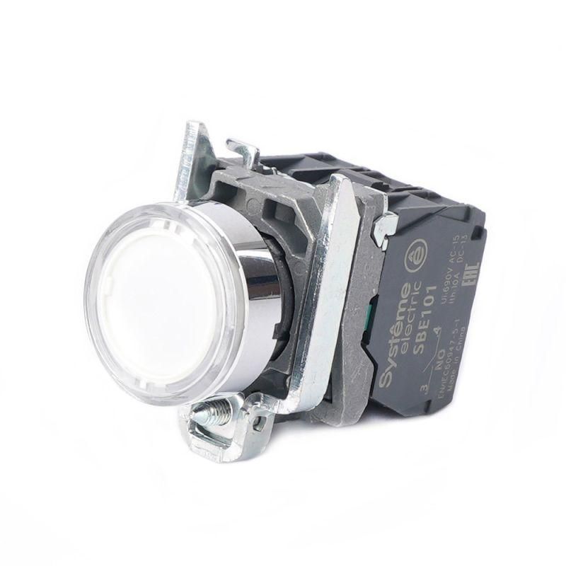 кнопка модульная sb4 с подсветкой в сборе 22мм металл 230-240вac 1но+1нз бел. se sb4bw31m5 от BTSprom.by