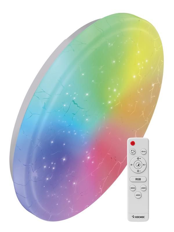 светильник светодиодный premium frost-rgb 75вт 230в 3000-6500к 4400лм ip40 495х85мм настенно-потолочный управляемый с пультом ду с rgb подсветкой космос ksfrosrgb75w от BTSprom.by