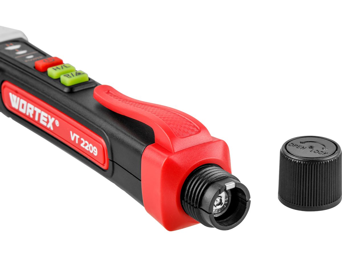  Бесконтактный индикатор напряжения WORTEX VT 2209 12-1000 В, световая и звуковая индикация (Встроенный фонарь и лазерная указка, батарейки в комплекте) 1323796 фото в каталоге от BTSprom.by