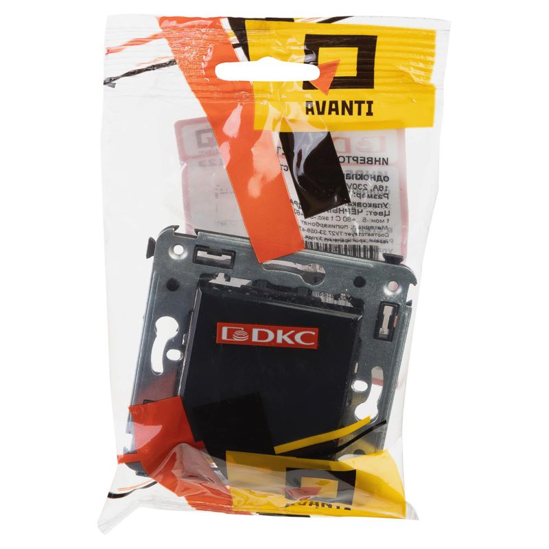  Инвертор 1-кл. 2мод. СП Avanti "Черный квадрат" 16А IP20 черн. DKC 4402123 фото в каталоге от BTSprom.by