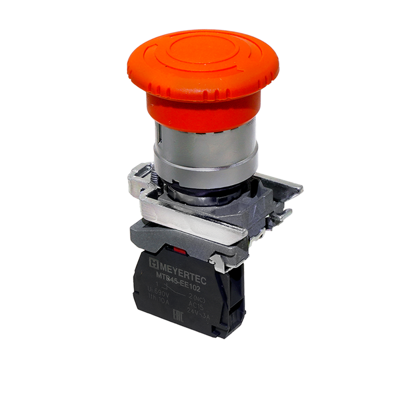 кнопка грибовидная аварийной остановки 40мм возврат поворотом с фиксацией 1nc ip65 металл mtb4-bs542 красн. овен 137140 от BTSprom.by