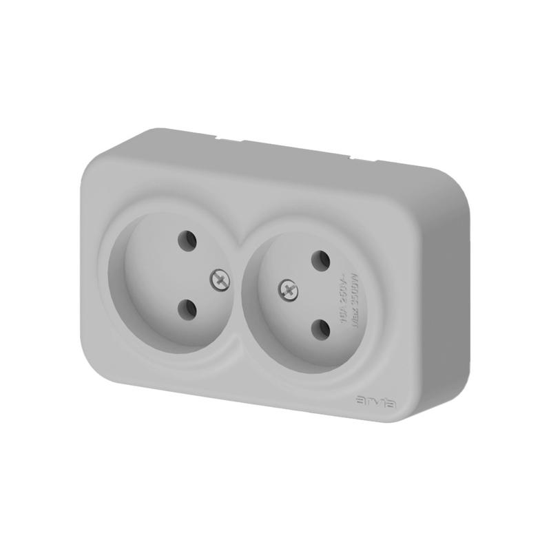 розетка 2-м без заземл. ip20 aria сер. arvia 25 22 1000 908 от BTSprom.by