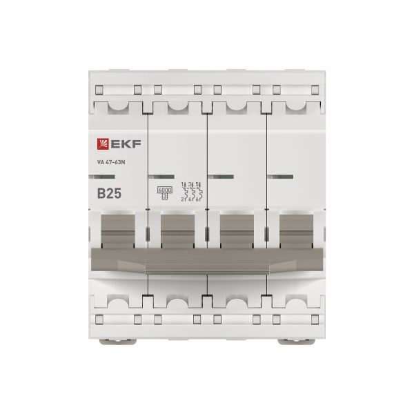  Выключатель автоматический модульный 4п B 25А 6кА ВА 47-63N PROxima EKF M636425B фото в каталоге от BTSprom.by