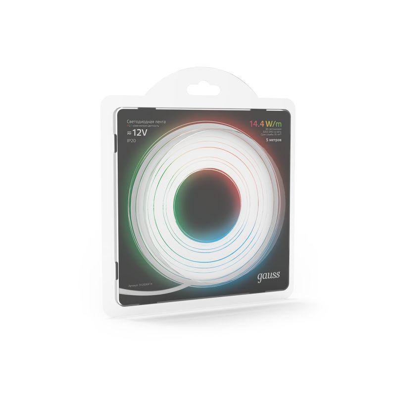  Лента светодиодная Black 5050/60-SMD 14.4Вт/м RGB IP20 660лм/м 12В (блист.5м) GAUSS 312000414 фото в каталоге от BTSprom.by