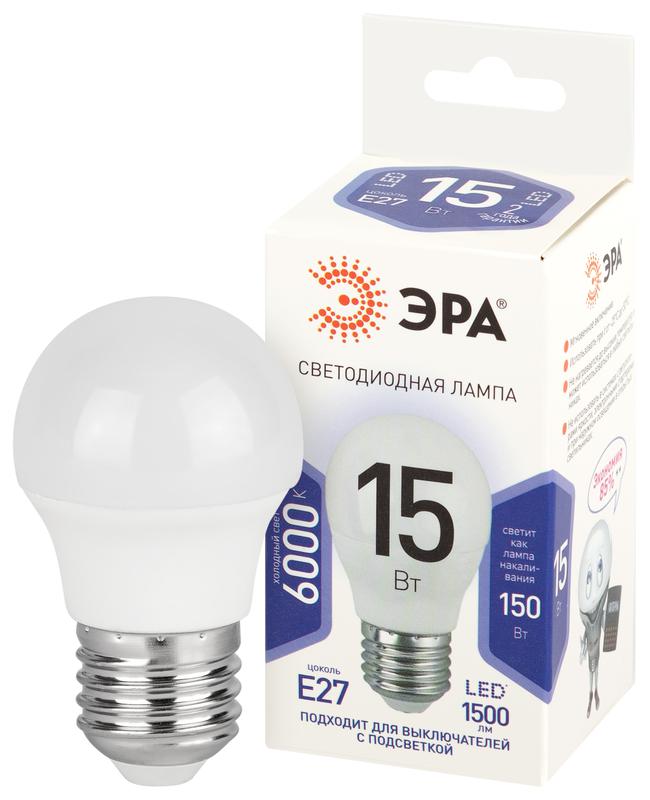 лампа светодиодная std led p45-15w-860-e27 15вт шар 6000к холод. дневной свет e27 170-265в эра б0066833 от BTSprom.by