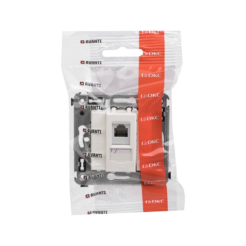  Розетка телефонная 1-м СП Avanti "Белое облако" RJ12 DKC 4400313 фото в каталоге от BTSprom.by