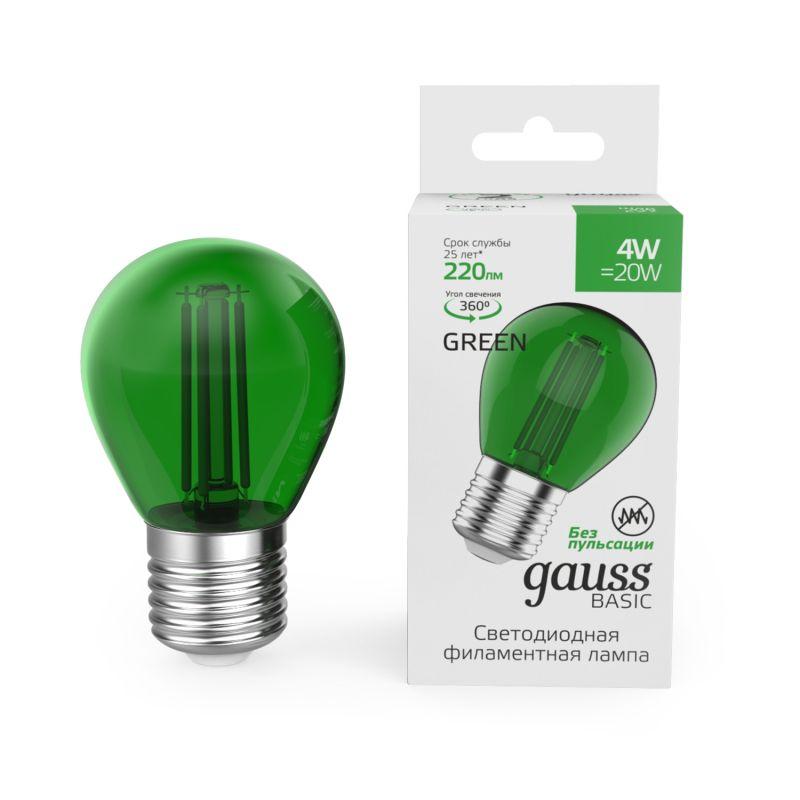 лампа светодиодная филаментная basic filament 4вт шар е27 220лм green gauss 10512042-g от BTSprom.by
