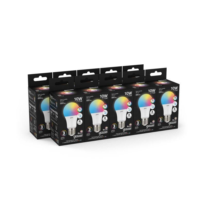 Лампа светодиодная Black 10Вт A60 грушевидная RGBW E27 диммир. GAUSS 102102410 фото в каталоге от BTSprom.by