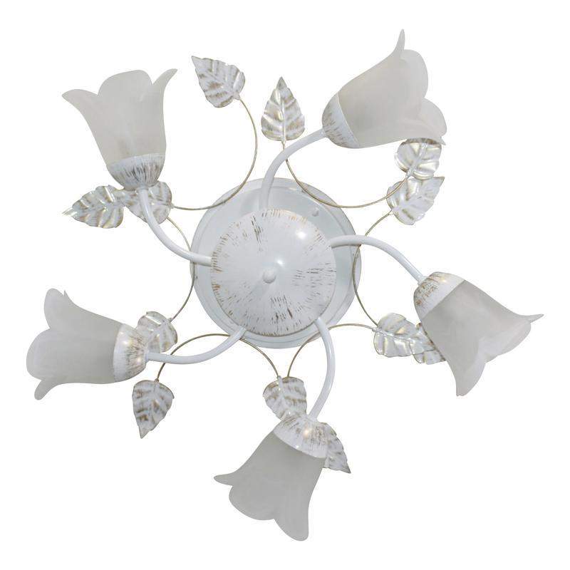  Светильник "Глория" 151 (плафон Ландыш) НПБ 01-5х60-102 Е14 [ИМ] [es] потолочн. бел./зол. Элетех 1005405108 фото в каталоге от BTSprom.by