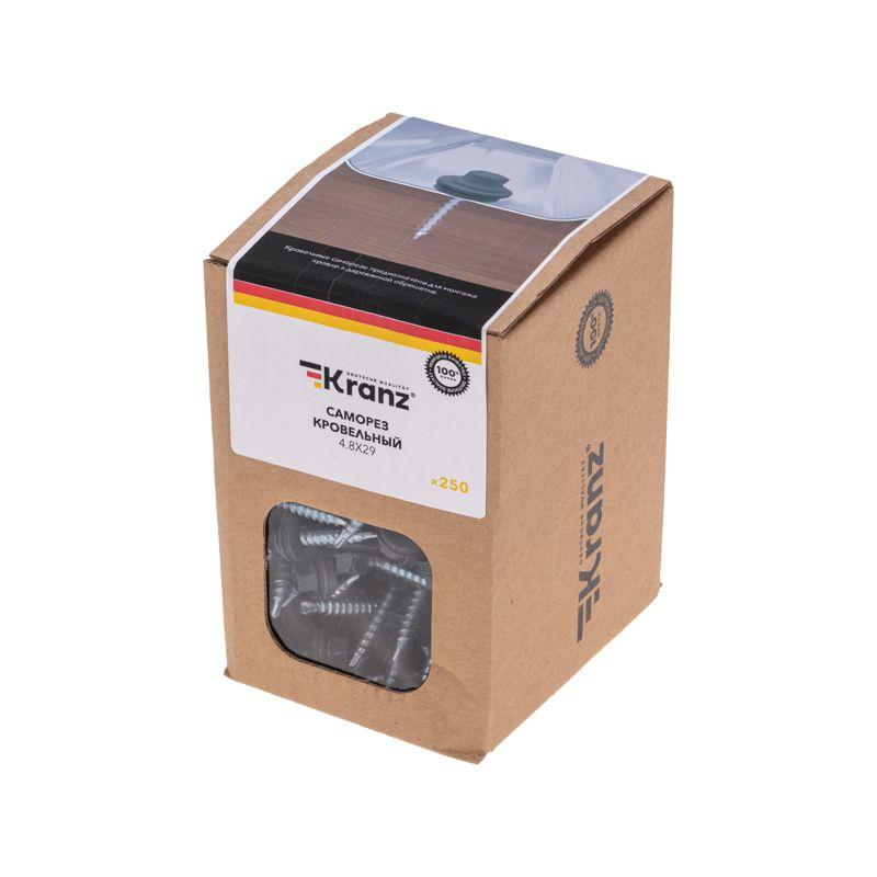  Саморез кровельный 4.8х29мм окрашенный RAL 7024 короб (уп.250шт) Kranz 1205-4829-3 фото в каталоге от BTSprom.by