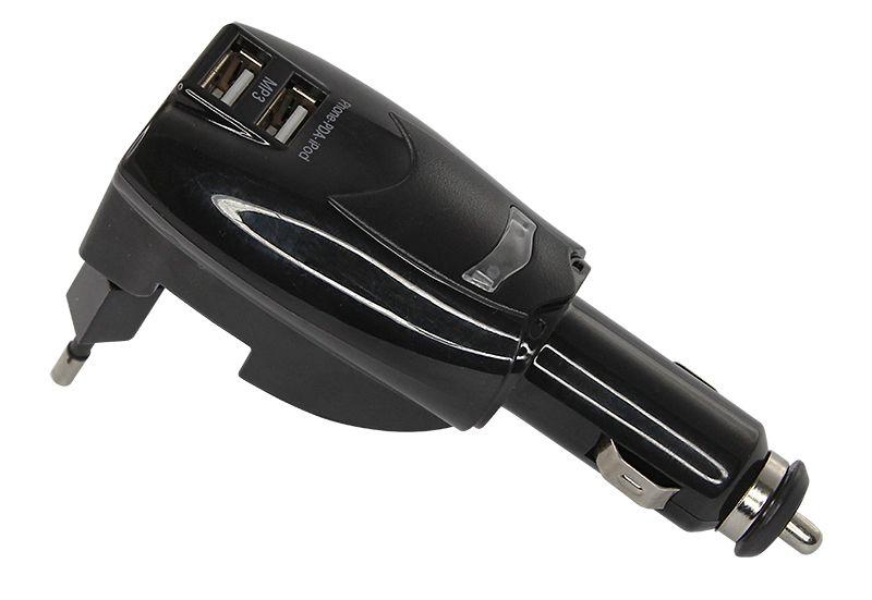 устройство зарядное трансформер универс. авто+сетевое 2 usb черн. (2х1000ма) c индикатором блист. rexant 18-1185-1 от BTSprom.by