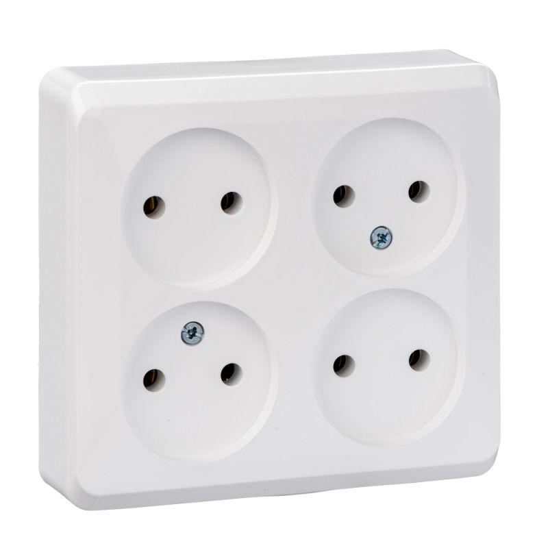 розетка 4-м оп этюд 16а ip20 250в без заземл. без защ. шторок бел. se pa16-205b от BTSprom.by