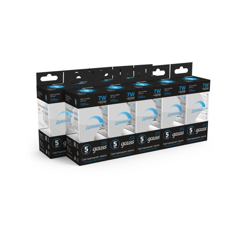 Лампа светодиодная Black 7Вт P45 шар 6500К холод. бел. E14 590лм диммир. GAUSS 105101307-D фото в каталоге от BTSprom.by