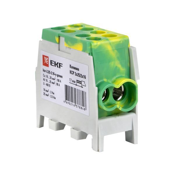  Клемма распределительная КСР с двойн. винтом 2х25/2х16 желт./зел. PROxima EKF ksr-2.25-2.16-y-green фото в каталоге от BTSprom.by