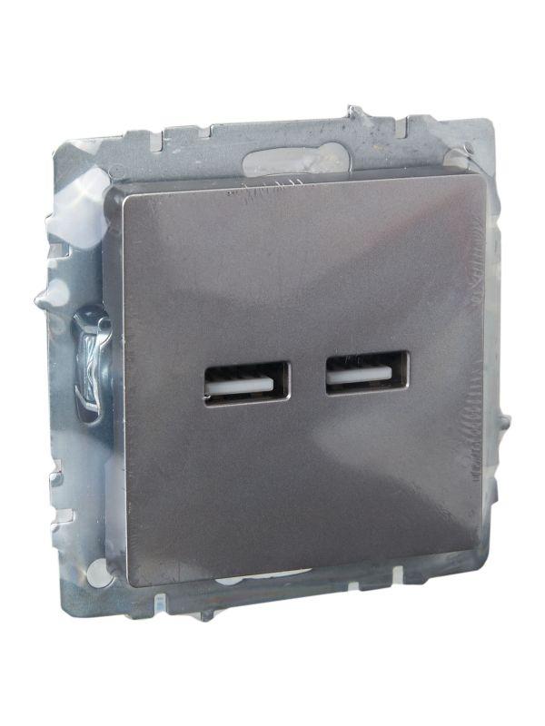  Розетка BRITE USB A+A 3.1А РЮ10-1-БрС механизм сталь IEK BR-U21-D31-K46 фото в каталоге от BTSprom.by