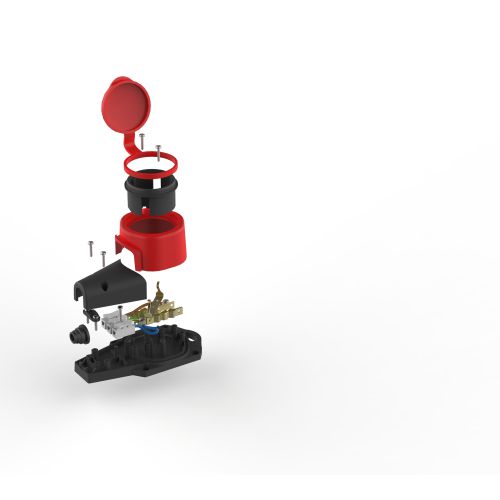  Колодка 1-м с заземл. 16A IP44 KX-1e-RED-IP44 каучук. красн. Эра Б0068412 фото в каталоге от BTSprom.by