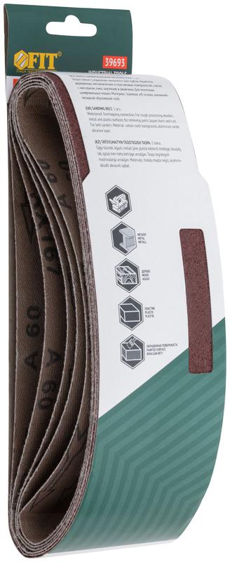  Лента шлифовальная бесконечные водостойкие на тканевой основе (уп.5шт) 75х533мм Р 60 FIT 39693 фото в каталоге от BTSprom.by