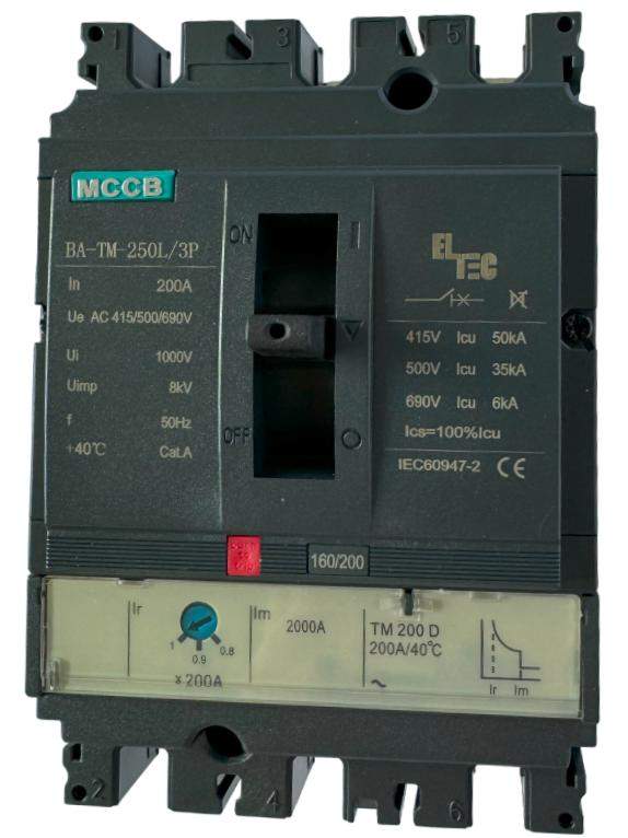  Выключатель автоматический MCCB BA-TM-250L/3P 200А (тепломагнитый ТМ ICU:50KA) ELTEC 1200200 фото в каталоге от BTSprom.by