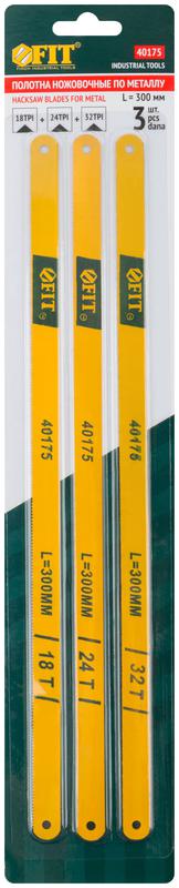  Полотно ножовочное по металлу 300мм (18ТPI+24ТPI+32ТPI) легированная сталь 20 Cr (блист.) (уп.3шт) FIT 40175 фото в каталоге от BTSprom.by