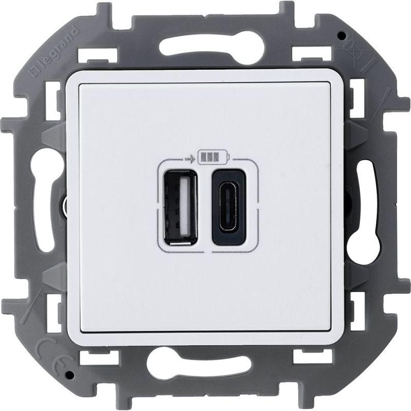 устройство зарядное inspiria с 2-мя usb разьемами a и c 240в/5в 3000ма бел. iek 673760 от BTSprom.by