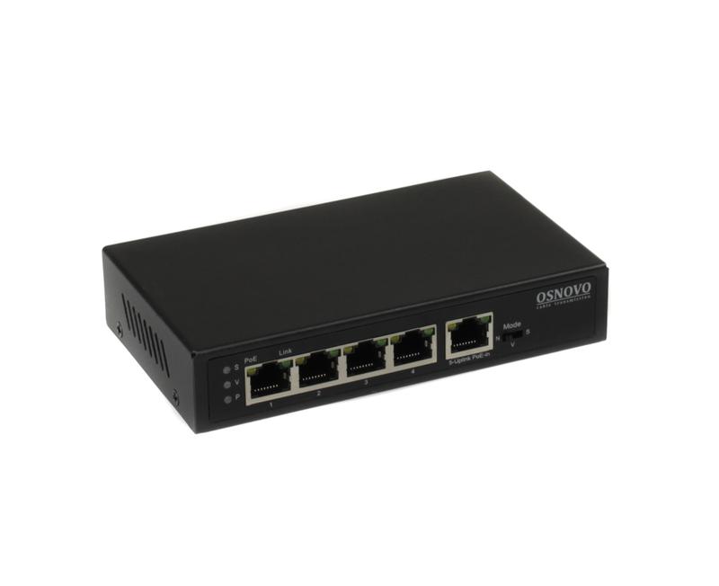 коммутатор poe/удлинитель sw-8050/d gigabit ethernet на 5 портов с питанием по poe osnovo 13246 от BTSprom.by