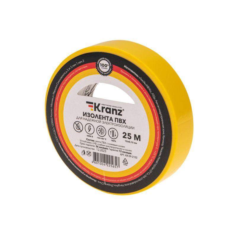 изолента пвх 0.13х15мм 25м желт. (уп.5шт) kranz kr-09-2102 от BTSprom.by