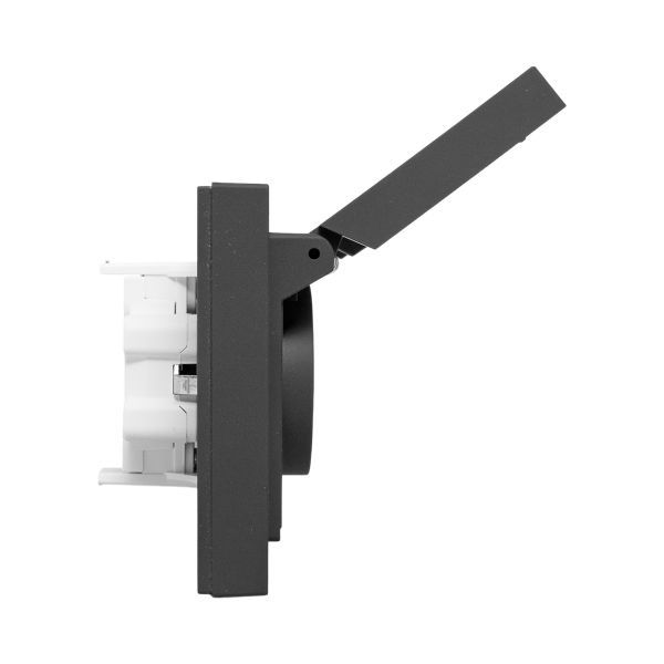  Розетка 2-м СП Эпика 16А IP44 с заземл. защ. шторки с рамкой с крышками механизм черн. EKF UP1-SOB-211-44 фото в каталоге от BTSprom.by