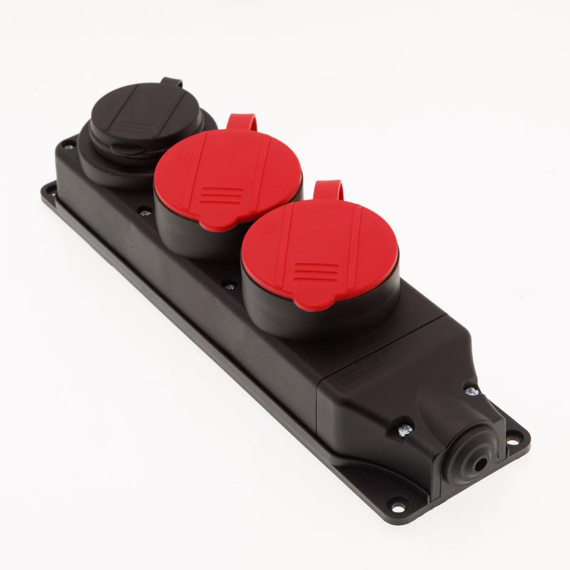 розетка в резиновом корпусе трехместная 2х(3х25а)+1х(1х16а) emas eks325pg21 от BTSprom.by