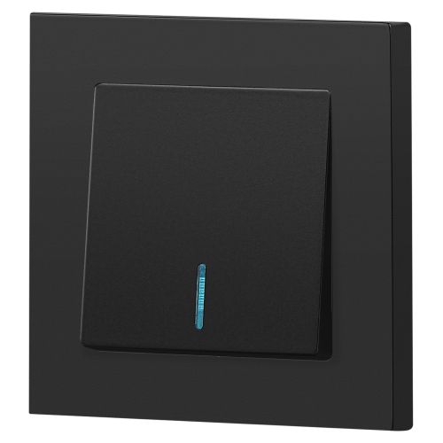  Выключатель 1-кл. СП Accent 6-102-05 10А IP20 250В с подсветкой AL/CU антрацит Intro Б0063475 фото в каталоге от BTSprom.by