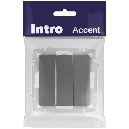  Выключатель 3-кл. СП Accent 6-106-07 10А IP20 250В AL/CU графит Intro Б0063544 фото в каталоге от BTSprom.by