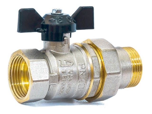 кран шаровый 3/4" нар.-вн. бабочка (со сгоном) pn40, ld ld.47.306.20 от BTSprom.by