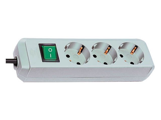 удлинитель 1.5м (3 роз., 3.3квт, с/з, выкл., пвс) светло-серый brennenstuhl eco-line (провод 3х1,5мм2, сила тока 16а, с/з - с заземляющим контактом) 1152350015 от BTSprom.by
