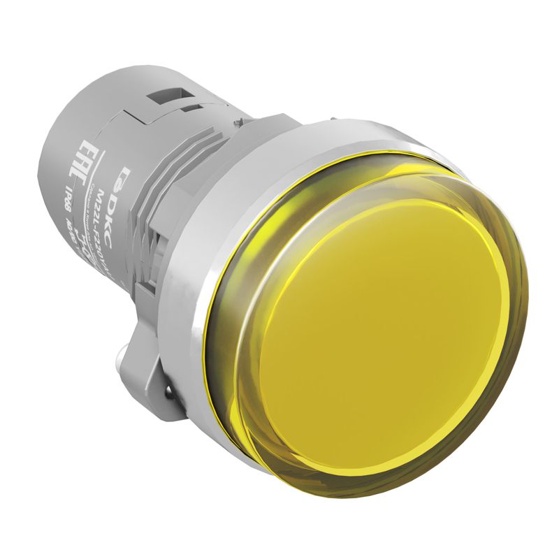 лампа сигнальная со встроенным диодом 220в алюм. кольцо зажим push-in желт. dkc m22l-f220yau от BTSprom.by