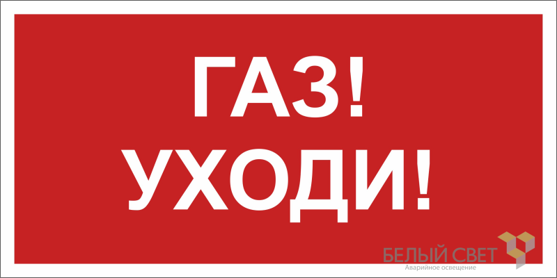 знак безопасности npu-2714.f24"газ-уходи" белый свет a17697 от BTSprom.by
