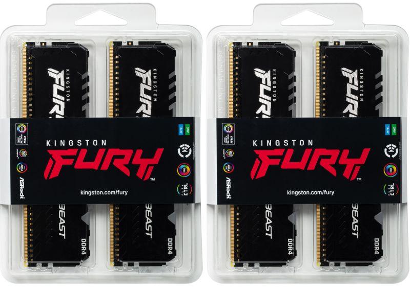 память оперативная kf426c16bbak4/32 32gb 2666mhz ddr4 cl16 dimm (kit of 4) fury beast rgb kingston 1000632782 от BTSprom.by
