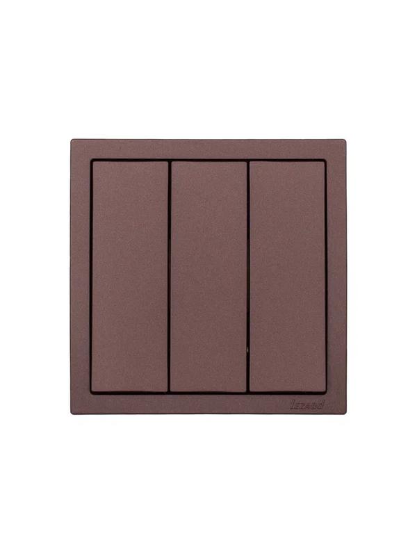  Выключатель 3-кл. СП ZIMA IP20 10А безвинт. зажим шоколад LEZARD 704-7388-109QC фото в каталоге от BTSprom.by